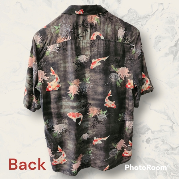 Simons Le31 Koi Pond Printed Fluid Shirt 100% Viscose Silky Material Size XS - Picture 3 of 6